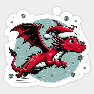 Flying Dragon in a Santa Hat Sticker